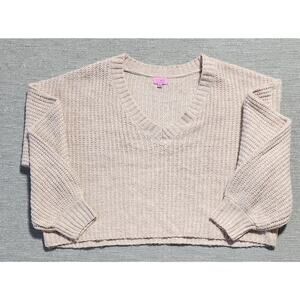 Mi ami for Francesca’s Beige Cropped Knit Sweater Women’s Size L